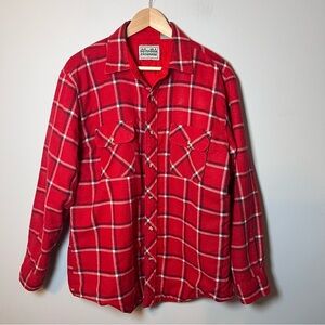 Vintage Outdoor Exchange Red Plaid Quilted Flannel Shirt Jacket Men’s L Shacket
